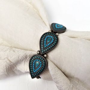 Turquoise Colored Beaded Stretch Bracelet Cuff